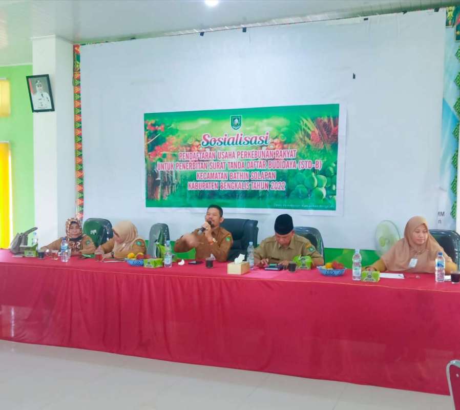Sambutan Kepala Dinas Perkebunan Kab. Bengkalis Pada Kegiatan Sosialisasi Pendaftaran Usaha Perkebunan Rakyat Untuk Kegiatan Penerbitan Surat Tanda Daftar Usaha Perkebunan Untuk Budidaya (STD-B)